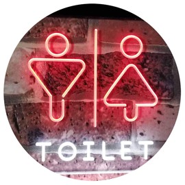 Men Women Toilet Restroom Washroom Dual Color LED Neon Sign White & Red 12" x 8.5" st6s32-i2774-wr