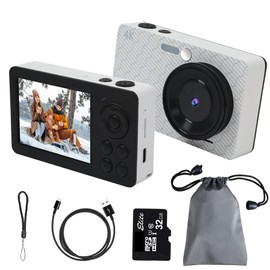 Obafepd 32GB Digital Camera,FHD Kids Camera,48 MP Compact Camera for Kids with 16X Zoom Anti Shake,Auto Focus, Video Recording Function,Mini Camera Suitable for Boys Girls Teenagers Gift (White)