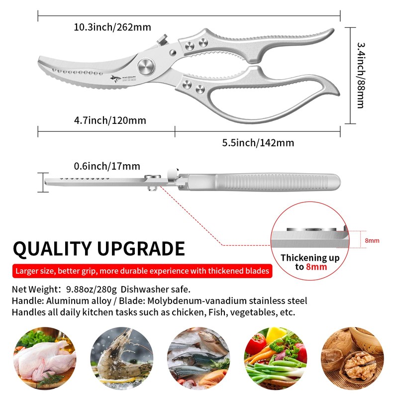 MAD SHARK Heavy Duty Poultry Shears, Kitchen Shears with Non-Slip