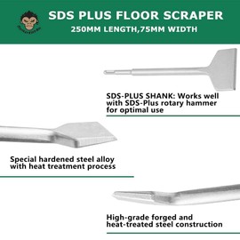 Monkey King Bar-3" Wide Sds Plus Floor Scraper Chisel Sds Plus Bits-10"x3" Sharpened Tile and Bent Tile Chisel for Floor and Wall Tile Concrete Mortar Thinset Brick.