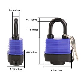 SEPOX® Out-Door Padlock,44mm 1.75" Premier Weather-Proof Padlock Keyed-Alike, Heavy-Duty Water-Proof Security for Storage, Gates, Boats, Marine, Fence, 3Pcs of Locks 6Pcs of Same Key Convenience