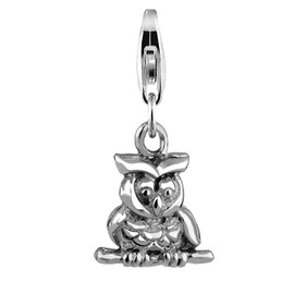 Charm Pendant Owl Nena Lina in 925er Sterling Silver for Charm Bracelet, Necklace, Earring, Bracelet and Charm Carrier Many Popular 713110-000