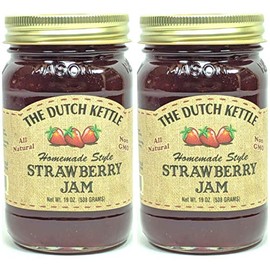 The Dutch Kettle Amish Homemade Style Seeded Strawberry Jam 2 - 19 oz Reusable Jars All Natural Non-GMO No Preservatives