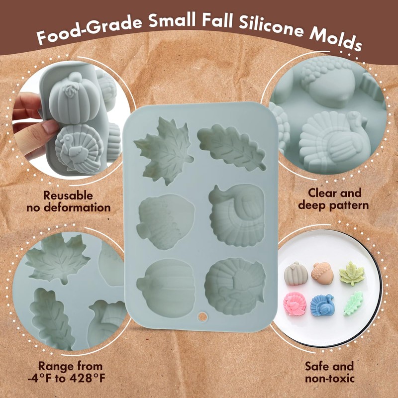 2-Pack Thanksgiving Treat Molds - 6-Cavity Silicone Baking Molds with