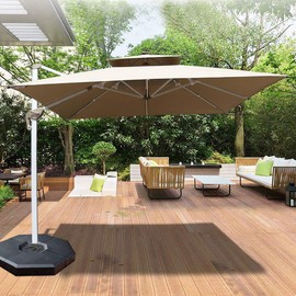 Tangkula 4PCS Patio Cantilever Offset Umbrella Base Weight Stand, Octagon Shaped Water/Sand Filled Weight Outdoor Umbrella Base Plate w/Easy-Fill Spouts, Concave Handles, 41" x 41" Umbrella Base