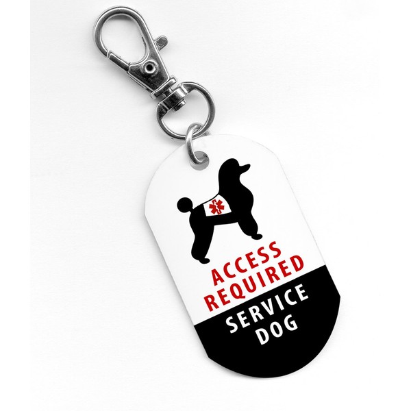 SERVICE DOG POODLE ADA Access Required Alert 1 x 2 inch Aluminum Dog Tag