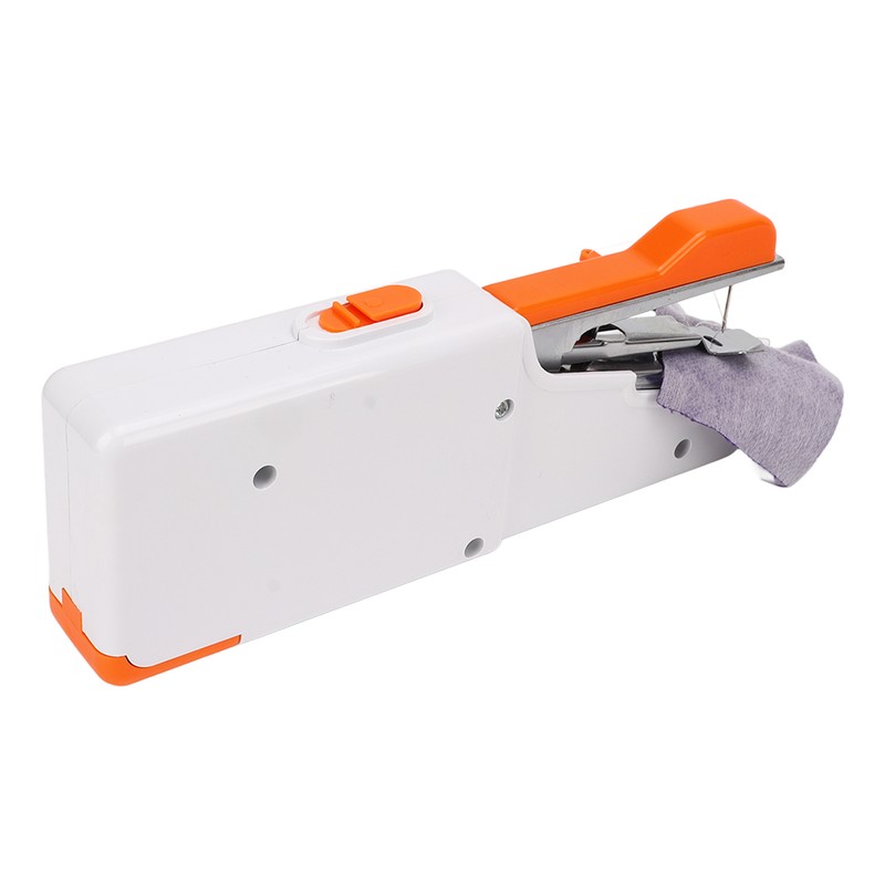 Handheld Sewing Machine Orange Portable Mini DIY Ergonomic Handle Electric
