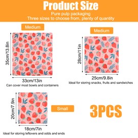 3 Stück Wiederverwendbare Bienenwachstücher zum Einwickeln Set Wachspapier für Lebensmittel Natürlich Plastikfreie Alternative Bienenwachstücher Starter für Lebensmittelaufbewahrung, Käse (S/M/L)