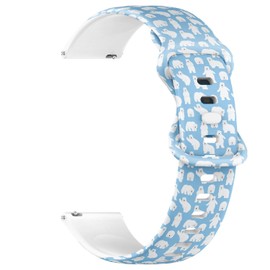 Compatible with Garmin Forerunner 255/255 Music, 265, 745, Venu 2, Venu 3, Vivoactive 4, 22mm Replacement Sport Watch Band (Polar Bear On Blue) Silicone Soft Strap Bracelet