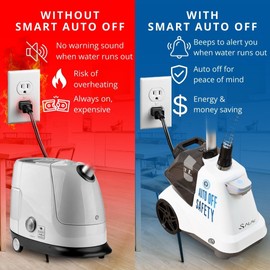 SALAV Commercial-Grade Standing Garment Steamer for Clothes with Auto-Off Safety 1800W Powerful Steam X-Large 3L Water Tank, 90-Min Continuous Use, Pedal-Control System, Beeps when Out of Water, White