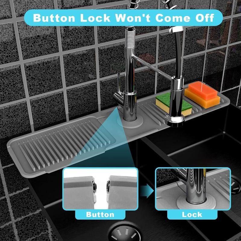 Kitchen Sink Faucet Mat, Silicone Folding Splash Guard, Draining Mat