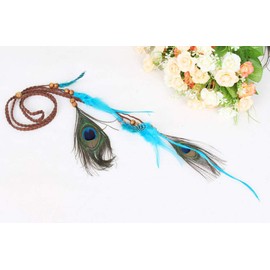 Indiana Elegant Blue Feather Headband Hippie Fashion Headband Bohemian Gypsy Feather Headband Hair Accessories for Women Lady