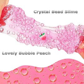 Premade Crystal Slime Rose Pink Jelly Cube Glimmer Crunchy Slime, Includes 4 Sets of Slime Add-ins, Party Favors for Kids, Sensory and Tactile Stimulation, Stress Relief, for Girls & Boys - Color: pink