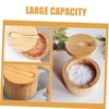 STOBAZA Multi-Function Wooden Salt Box Magnetic Lid Seasoning Canister Kitchen