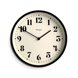 NEWGATE® Number Four Modern Wall Clock - Small Wall Clocks - Round Clock - Kitchen Clock - Clocks for Living Room - Office Clock - Contemporary Case - Minimalist Dial (Black)