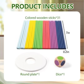 Noaxylic 1 Set Children's Balance Rods, Toy Colourful Balance Toy, Wood, Toddler Fine Motor Skills Game and Counting Toy, Montessori for Educational, for Children from 1 Year