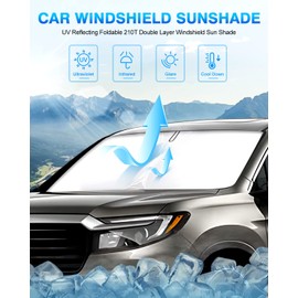 KUST Windshield Sun Shade for Honda Ridgeline Accessories 2017-2024 2025 Window Shade Sun Visor Cover Foldable Blocks UV Rays Keep Your Car Cooler