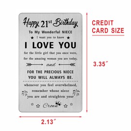 HYHYDHP Niece 21st Birthday Card - Happy 21st Birthday Gifts for Niece - Niece 21 Year Old Birthday Cards