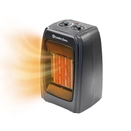 Comfort Zone 1500W Personal Ceramic Space Heater with Adjustable Thermostat and Safety Fea...