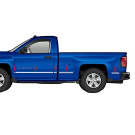 Made in USA! Compatible with 2014-2018 Chevy Silverado Regular Cab 6.8' Bed Body Side Molding Trim Below Body Line 1 1/4'' Wide 10PC