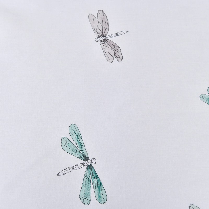 Sleepdown Dragonfly White Green Reversible Duvet Cover Quilt Pipe Edge