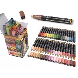 TOOLI-ART 36 Acrylic Paint Pens Skin and Earth Tones  (3mm MEDIUM)