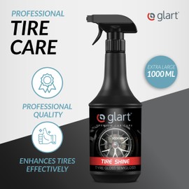 Glart 451RK Car Tyre Shine Tyre and Plastic Care, Rubber Care, Silky Matt, 1,000 ml, with Applicator Sponge, Black