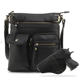 JESSIE & JAMES Robin Multipocket Concealed Carry Crossbody Bag with Lock and Key - Mauve