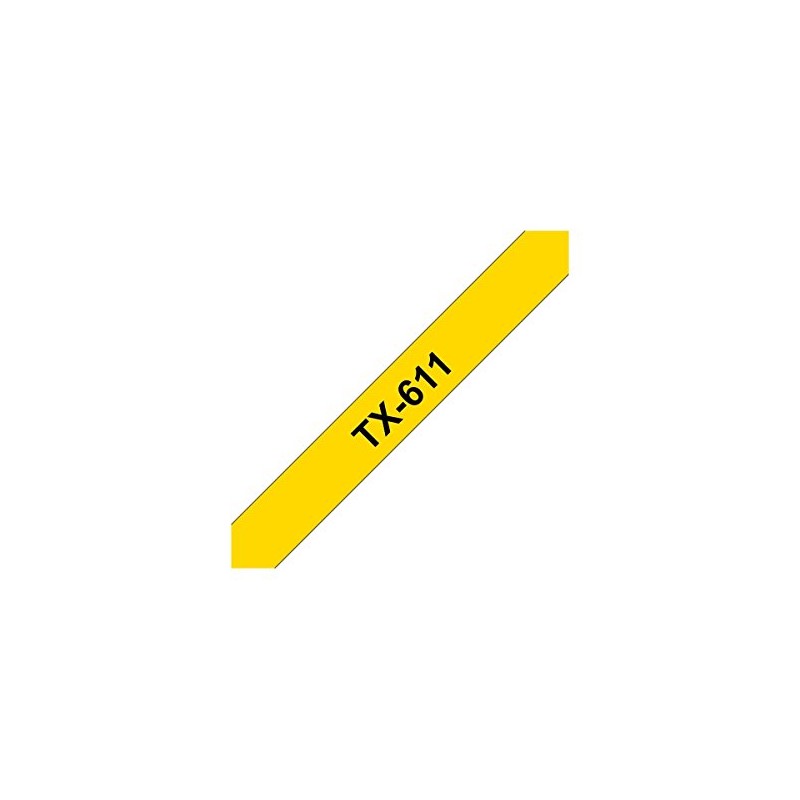 Brother TX-611 Labelling Tape Cassette, Black on Yellow, 6 mm