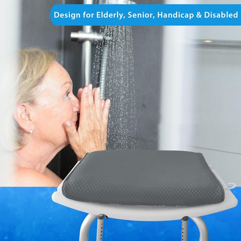 AEROiVi Shower Seat Cushion Non-Slip Silicone Bottom 3D Mesh Washable