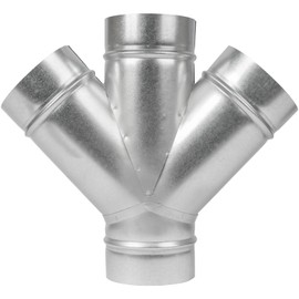 4" Inch W-Shape Ducting Splitter - 45 Degree Galvanized Steel 4-Way Dust Collection Fitting - Branches for Exhaust Fan - Ducting Adapter - Duct Hose Connector