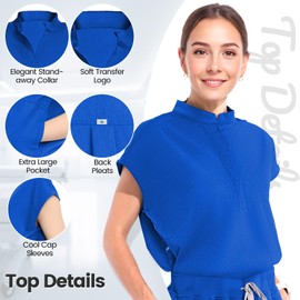 UnionMed Tech Scrubs for Women Scrub Sets, Slim Scrubs Stretch Top & Jogger Scrub Pants with Multi Pocket Yoga Waistband