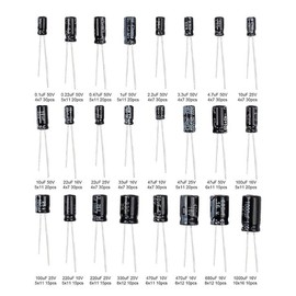 YFFSFDC Electrolytic Capacitors, 24 Types, 500 Pieces, Electronic Parts Bag, 0.1uF - 1000uf, Basic Parts Set, Large Capacity, Electrolytic Capacitor Set