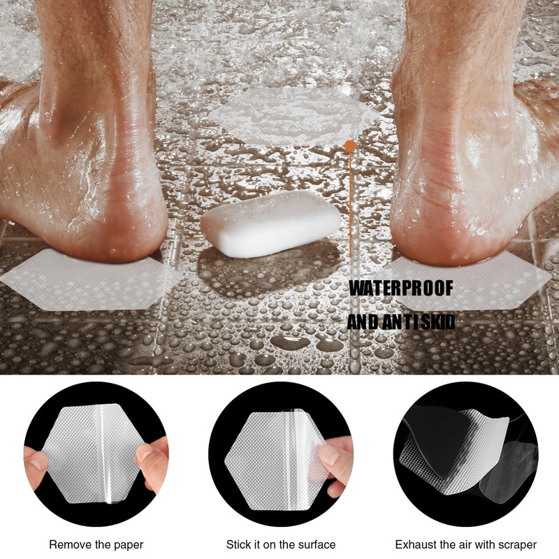 Bathtub Stickers Non-Slip, 36 PCS Hexagon Safety Shower Treads Adhesive