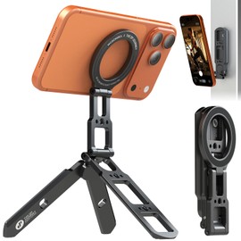MOSENVKA Smartphone Tripod, Mini Tripod, Smartphone Holder MagSafe Compatible, Magnetic Folding Tripod Mount, Ultra-Light Aluminum Alloy, Double-Sided Magnet, 360-Degree Rotation, Smartphone Stand