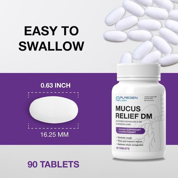 Puregen Labs Mucus Relief DM | Dextromethorphan HBr 20mg |