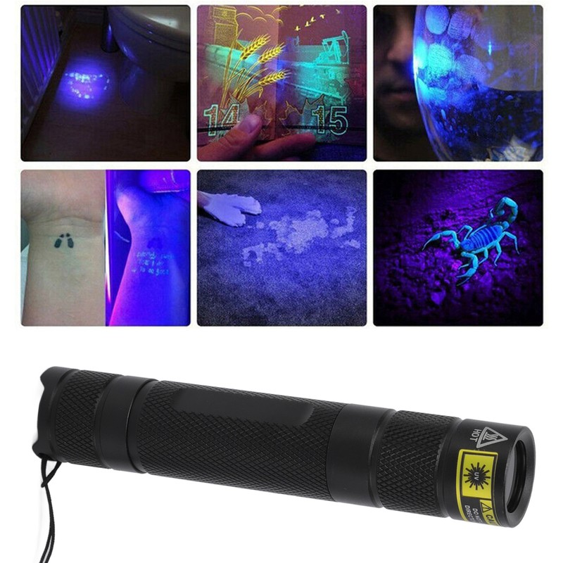UV Flashlight LED 365nm Aluminium Alloy Battery Powered Widely Used