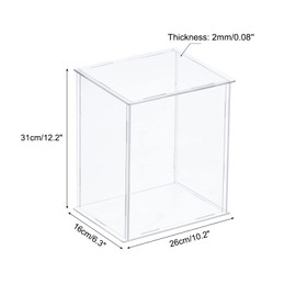 sourcing map Clear Display Case, Acrylic Box Assemble Dustproof Box Showcase, 25x15x30cm for Collectibles, Crafts