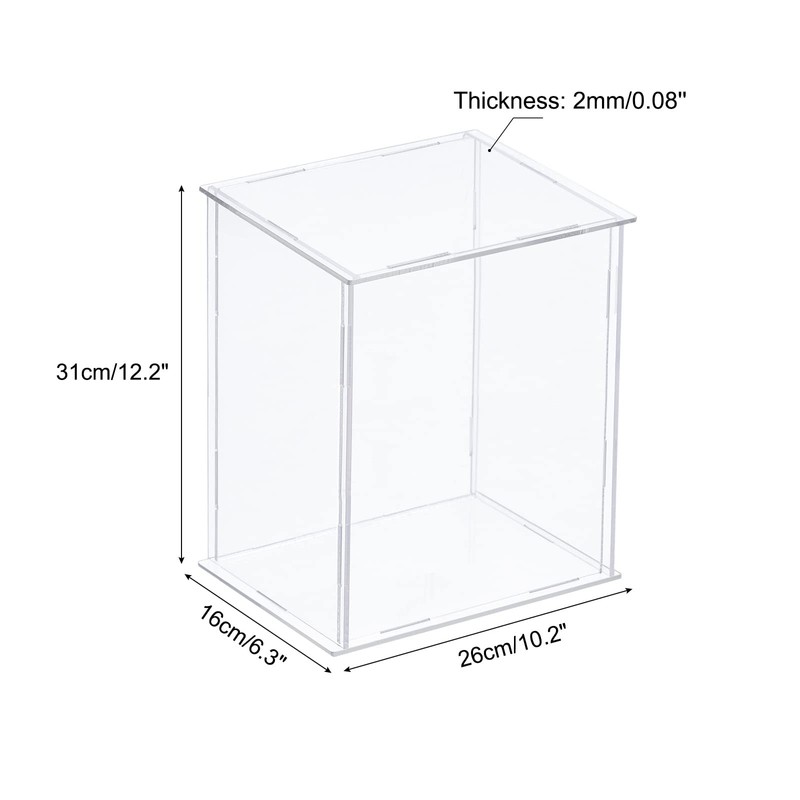 sourcing map Clear Display Case, Acrylic Box Assemble Dustproof Box