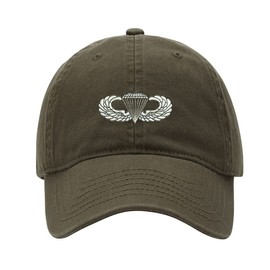 WINGZOO Baseball Caps Men Army Airborne Paratrooper Wings Embroidered Dad Hat Washed Cotton Adjustable Embroidery Caps