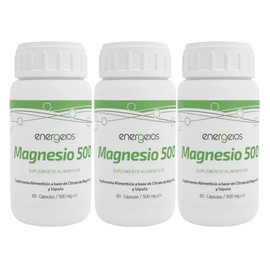 Citrato de Magnesio 500mg Pack 3 Botes con 60 Caps Energeios sin Sabor