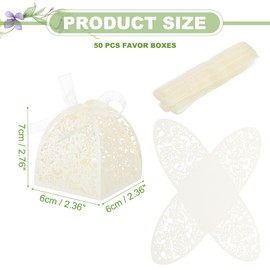 PATIKIL 2.36x2.36x2.76 Inch Favor Boxes, 50 Pcs Candy Party Gift Boxes for Wedding Mother's Day Easter Anniversary Christmas Graduation Celebration, Cream