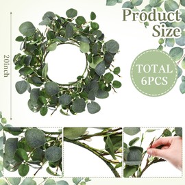 Gandeer Wedding Placemats Set of 6 Artificial Eucalyptus Leaves Place Mats Circular Fake Greenery Wreath Dining Table Mats for Spring Summer Holiday Kitchen Front Door Porch Wall Decor