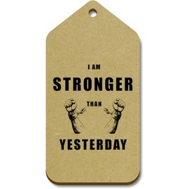 10 x Large 'Stronger Today, Unbreakable Tomorrow' Wooden Gift Tags (TG00133138)