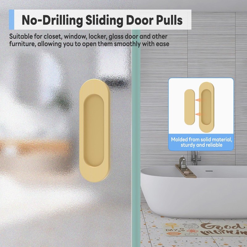 YogePote 8 Pack Self Stick Sliding Door Handles, Aluminum Alloy