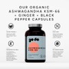 Organic Ashwagandha KSM-66 Capsules 3-in-1 Complex - Black Pepper +