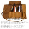 Supple and beautiful aniline leather roll pen case genuine leather