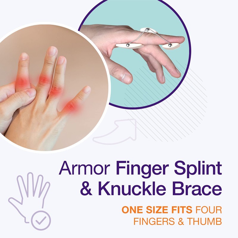 ARMOR Finger Extension Splint, Knuckle Brace for Injury, Arthritis, Tendinitis,