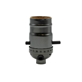 Creative Hobbies Metallic Grey Medium Base Sockets with Push Thru On/Off Switch and Side Hole 2PK