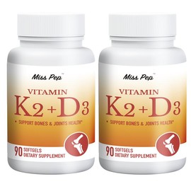 Vitamin D3 K2 - With 5000 IU Vitamin D3 and 100 mcg Vitamin K2 as MK7 - Bone Health & Immune Support Supplement, 90 Softgels Healthcare Dietary Edible:_2 Bottles